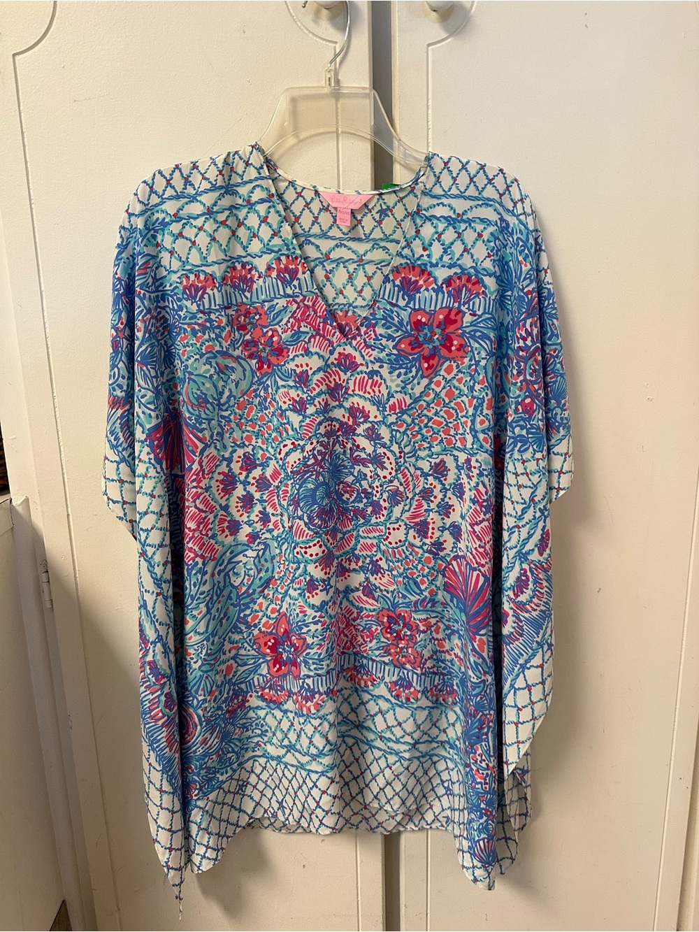Lilly Pulitzer Blue & Pink Floral V-Neck Tunic